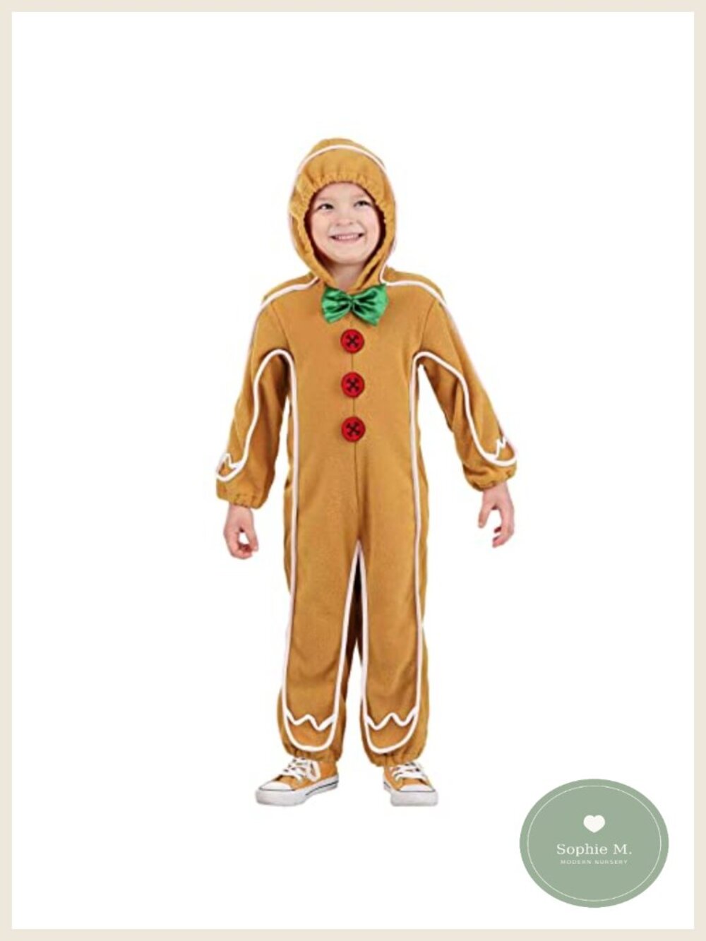 Kids Gingerbread Man Costume Hooded Jumpsuit Polyester Christmas Cosplay